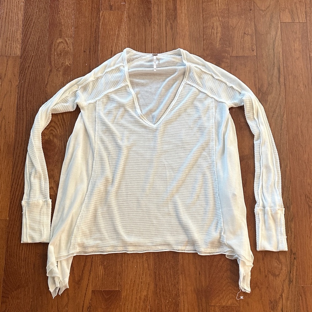 Free people Women's White V-Neck Top size xs